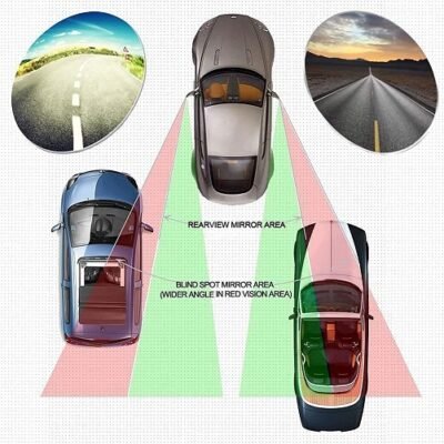 3R Car Wide Angle Blind Spot Rear Mirror Rectangle Convex 360 Degree (2 Pcs) for Car