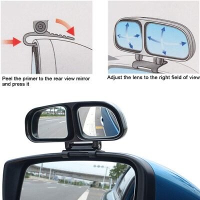 MAXIMIZE WIDE ANGLE VIEW: Convex mirror with flexible 360 degree adjustable angle and 30 degree adjustable SIDE MIRROR