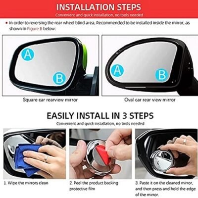 Blind Spot Mirrors, 2 inch Round HD Glass Convex 360° Wide Angle Side Rear View Mirror for Cars