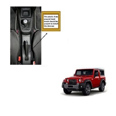 PU Leather Car Armrest Console Box For Thar Beige Car Armrest (Mahindra, Thar)