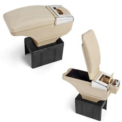 PU Leather Car Armrest Console Box Compatible with Maruti Suzuki WagonR – Beige
