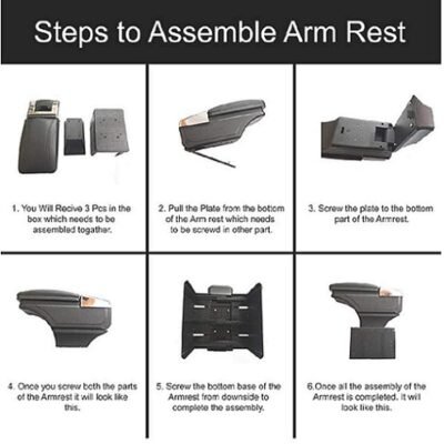 PU Leather Car Armrest Console Box Compatible with Hyundai Santro Xing – Black