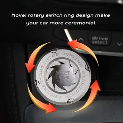 New Metal Car Engine Start Button Cover Rotary Ring Knob Engine Start Stop Button Decoration Cover For Car Interior Universal Button Decoration Ring (Silver)