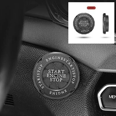 New Metal Rotatable Design Car Push to Start Stop Ignition Button Cover Interior Universal Button Decoration Ring (Shine Grey)