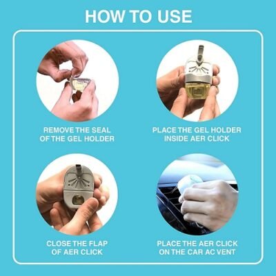 Godrej aer click, Car Vent Air Freshener Kit – Cool Surf Blue (10g) – Gel