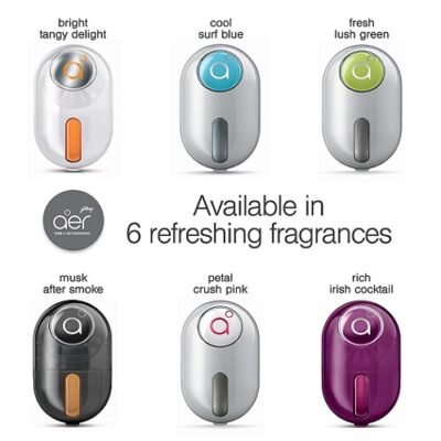 Godrej aer click Car Vent Air Freshener Kit – Long-Lasting Spill-proof Petal Crush Pink (10g, Rose, Gel)