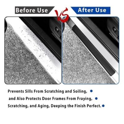 Car Door Sill Protector,Carbon Fiber Sport Threshold Anti-Scratch Sticker Door Edge Protection Decorate,Self-Adhesive Anti-Scratch(5metre x 5cm) (for Universal)