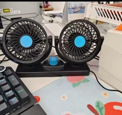 Car Fan 12 Volt High Speed Car Cooler 12 Volt DC For Dashboard Double Headed Vehicle Fan 360 Degree Rotatable 2 Speed Power Cooler Fan 100% Pure Copper Motor